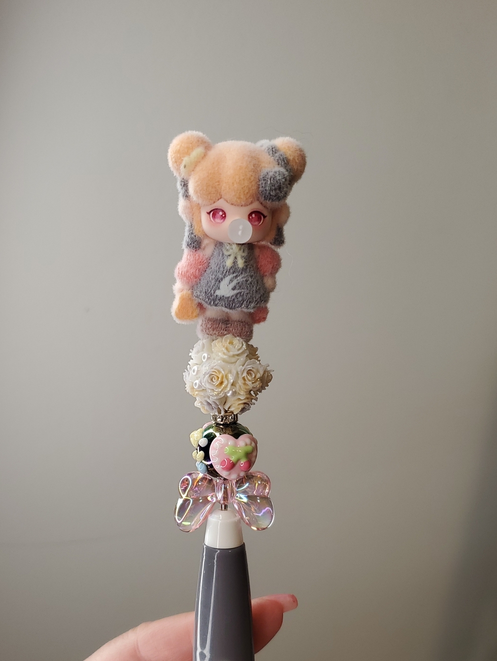 Handmade Plush Doll Box Cutter Exacto Knife - Pink, Gray, Cream